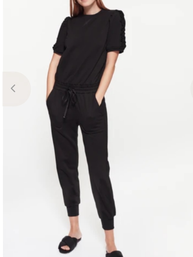 Cami Nyc Laura Black Ruffle-Trim Short Sleeve Jumpsuit